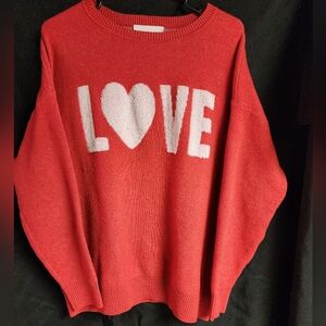 Pink Rose Red Love Sweater Size M Women's